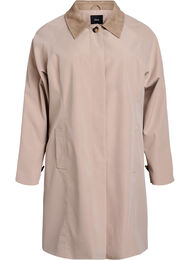 V&aring;rjacka med krage i mockaimitation och dold kn&auml;ppning, Beige