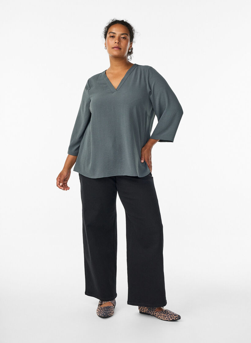 Blus med 3/4-&auml;rm, Gr&ouml;n, Model image number 1