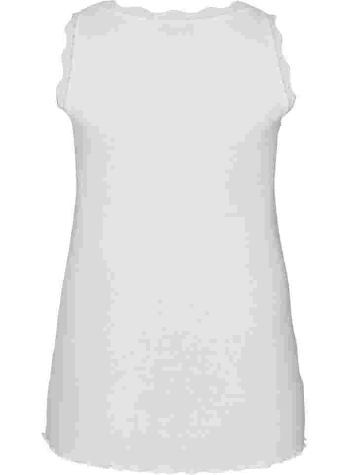 Ribbat linne med spets och knappar, White Cream, Packshot image number 1