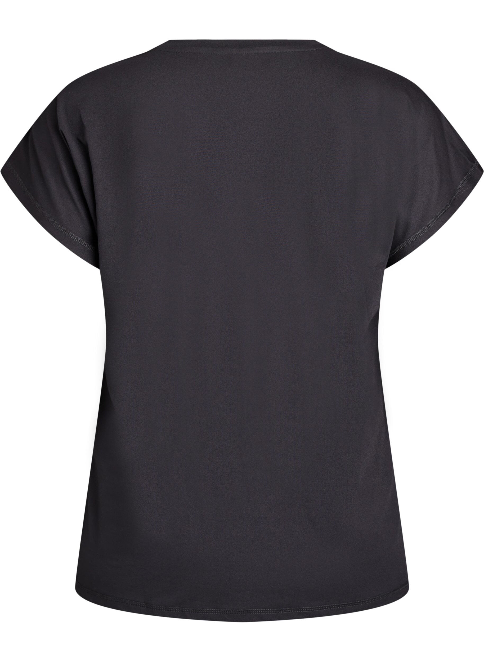 ZizziEnf&auml;rgad tr&auml;nings-T-shirt, Svart, Packshot image number 1