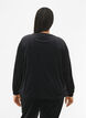 Blus i velour med broderad text, Black, Model image number 1