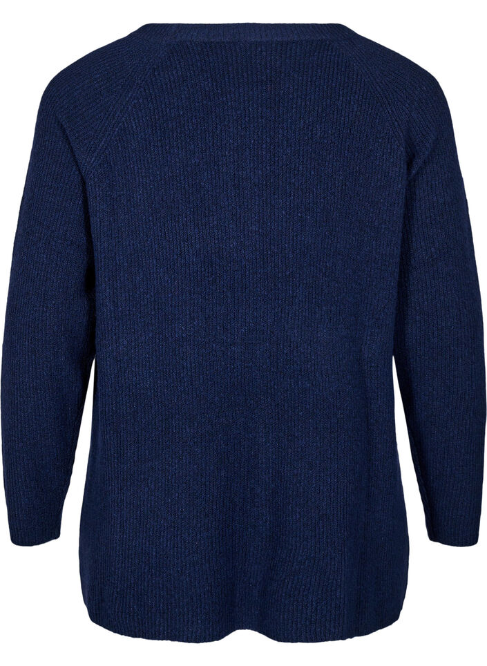 Stickad blus med rund halsringning, Naval Academy Mel., Packshot image number 1