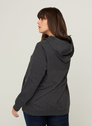 Sweatshirt med huva och tryck, Black, Model image number 1