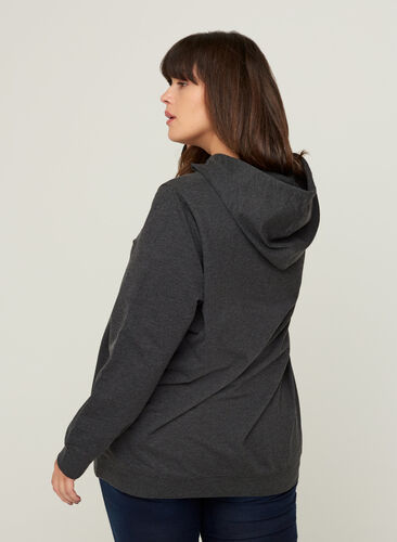 Sweatshirt med huva och tryck, Black, Model image number 1