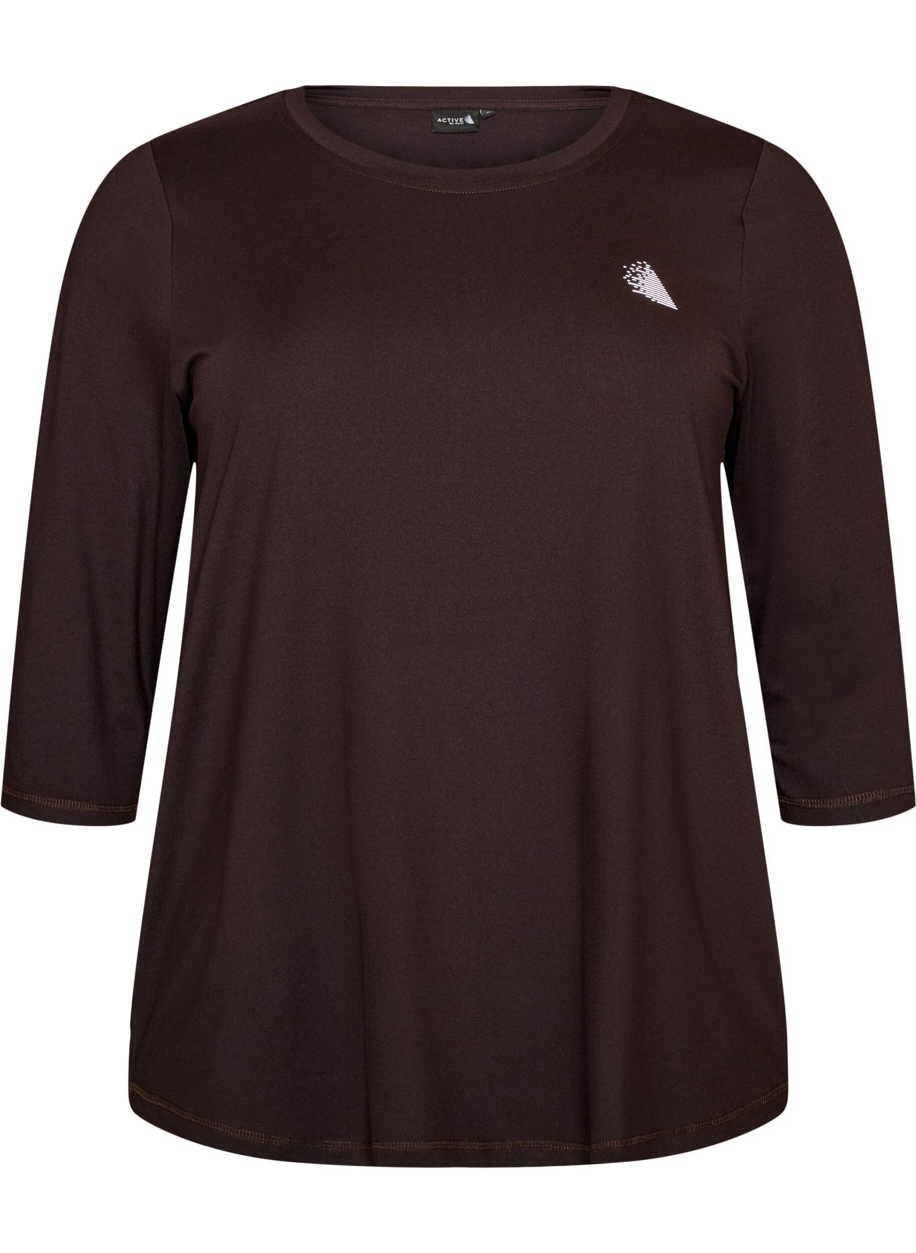 ZizziTr&auml;ningstr&ouml;ja med 3/4 &auml;rmar, Brown, Packshot image number 0