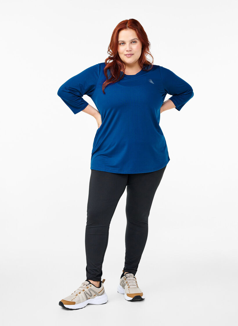 Träningströja med 3/4 ärmar, Blå, Model image number 1