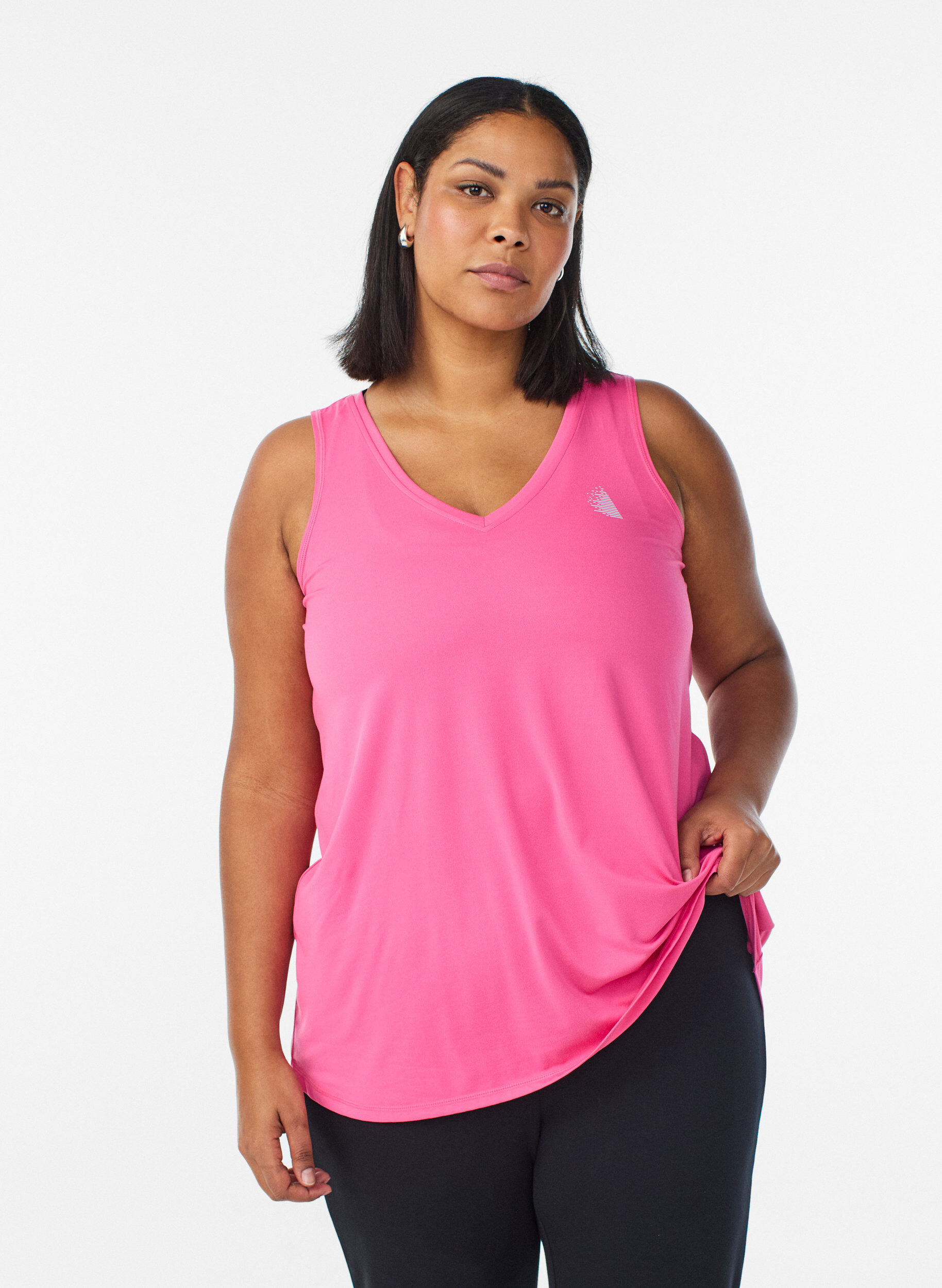Zizzi Sports top with V-neck, Pink, Model image number 0