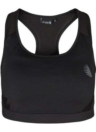 Enfärgad sport-bh med ryggdetaljer, Black, Packshot image number 0