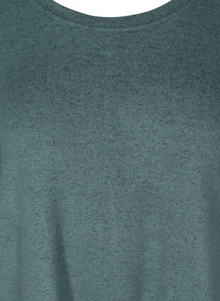 Melerad blus med justerbar fåll, Balsam Green Mel , Packshot image number 2