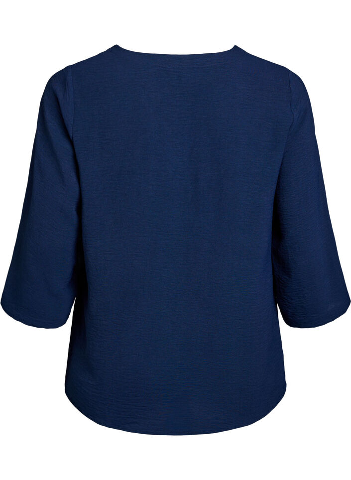 Blus med 3/4-&auml;rm, Bl&aring;, Packshot image number 1