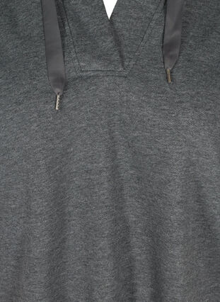 Sweatshirt med huva och slits, Dark Grey Melange, Packshot image number 2