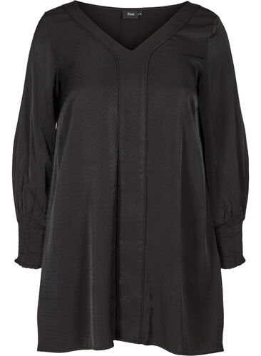 Långärmad tunika med smock, Black, Packshot image number 0