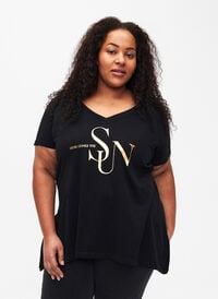T-shirt i bomull med kort ärmar, Black W. Sun, Model