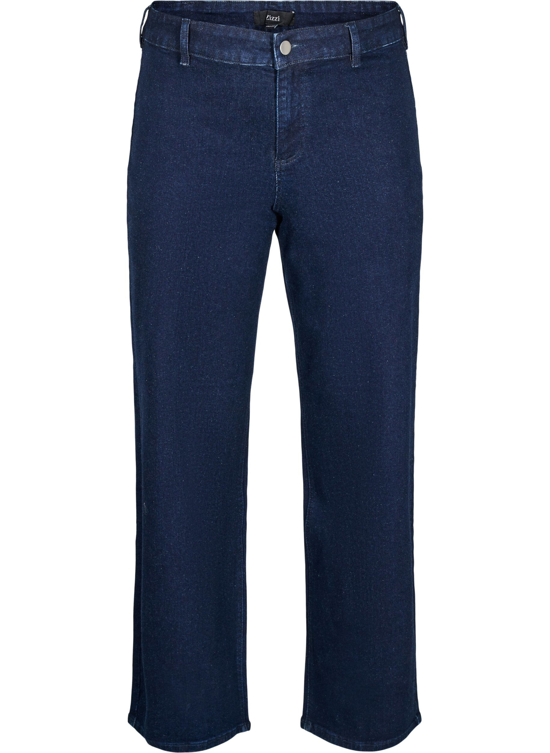 Jeans med h&ouml;g midja och vida ben