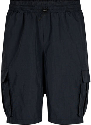 Shorts med hög midja och cargo-fickor, Black, Packshot image number 0