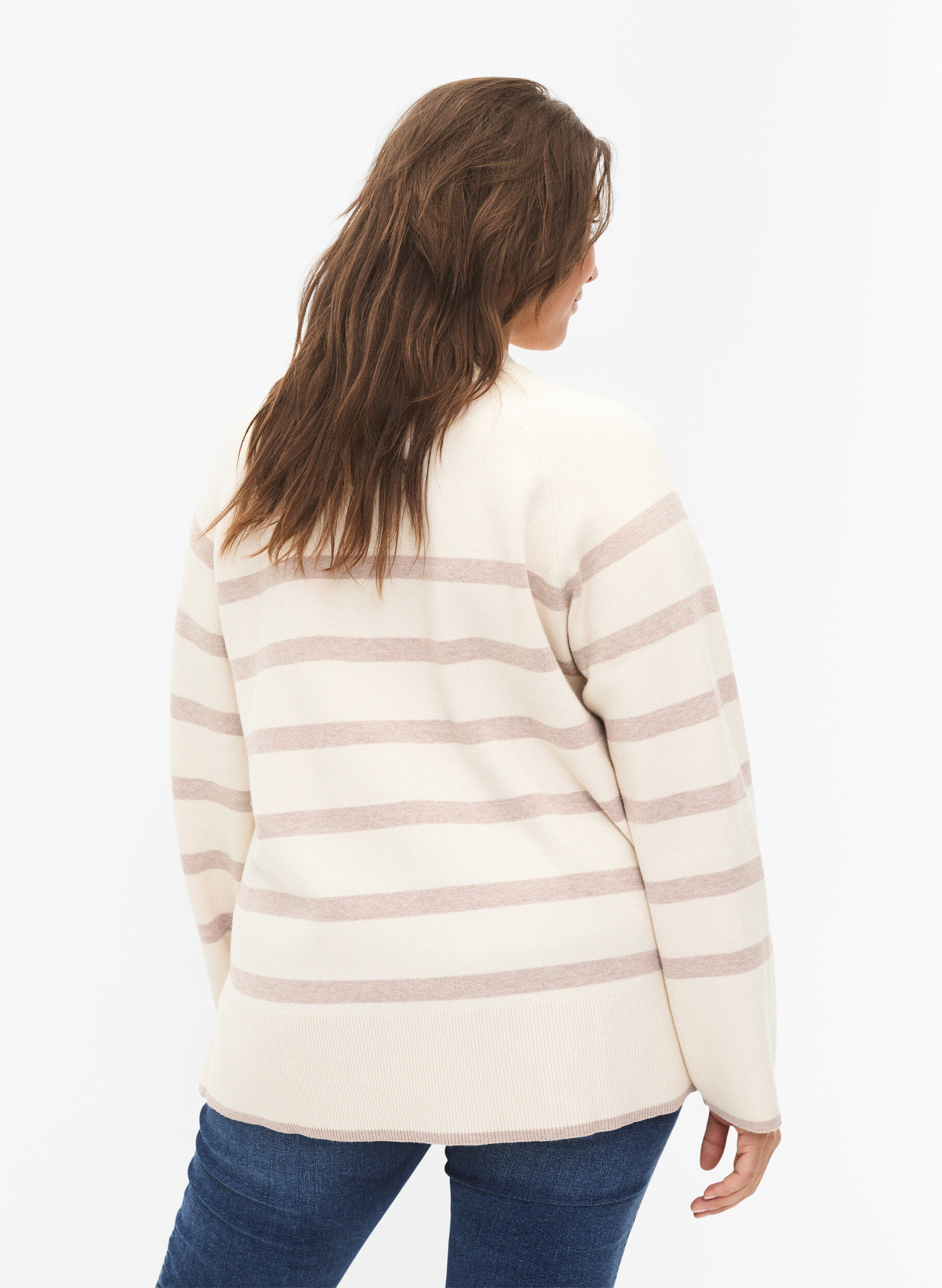 Zizzi Pullover i viskosblandning, med slits i sidan	, Birch W/Simply T., Model image number 1