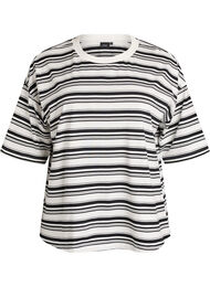 Boxig t-shirt med randigt m&ouml;nster, Svart