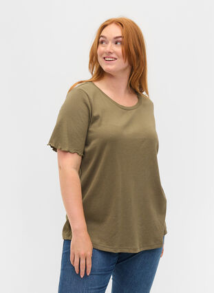 Ribbad t-shirt, Dusty Olive, Model image number 0
