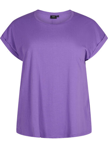 Kortärmad t-shirt i bomullsmix, Deep Lavender, Packshot image number 0