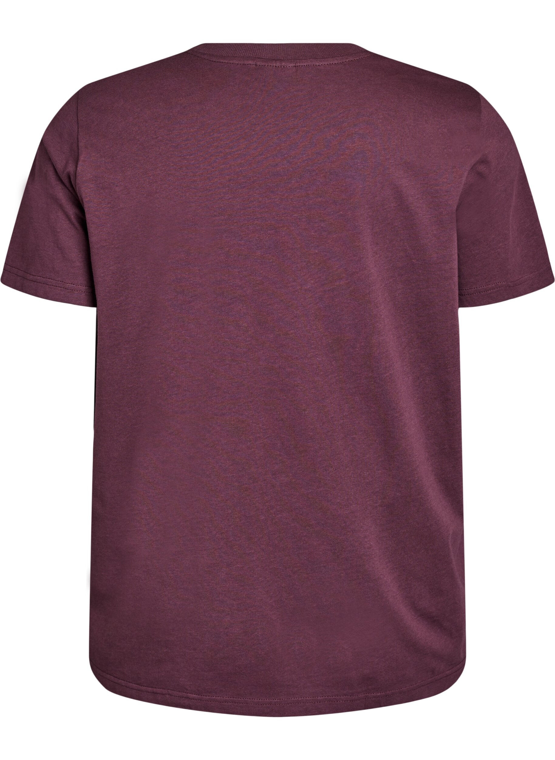 ZizziEnkel t-shirt i bomull med rund halsringning, M&ouml;rk Bordeaux, Packshot image number 1