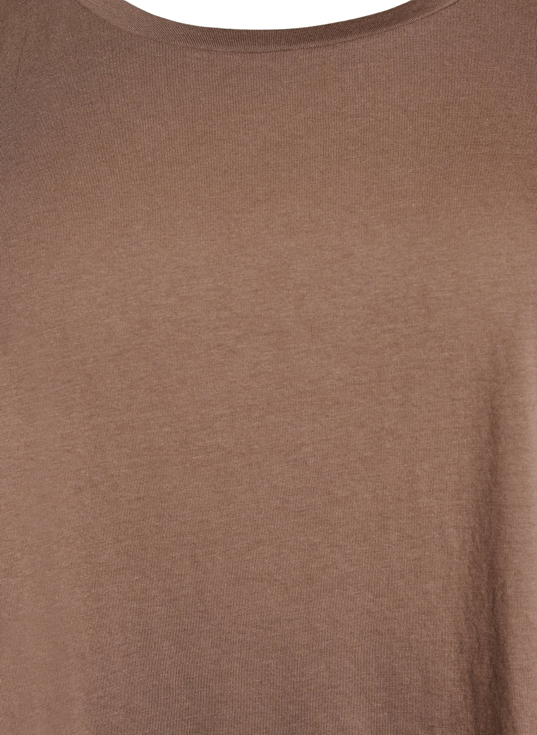 ZizziKort&auml;rmad t-shirt i bomullsblandning, Brun, Packshot image number 2