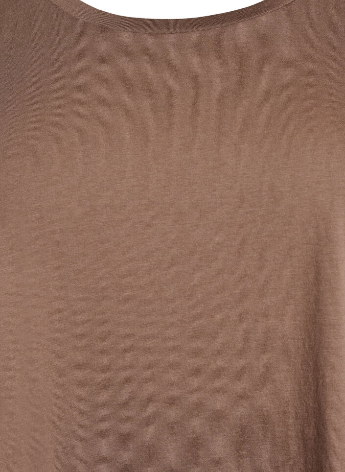 Kort&auml;rmad t-shirt i bomullsblandning, Brun, Packshot image number 2