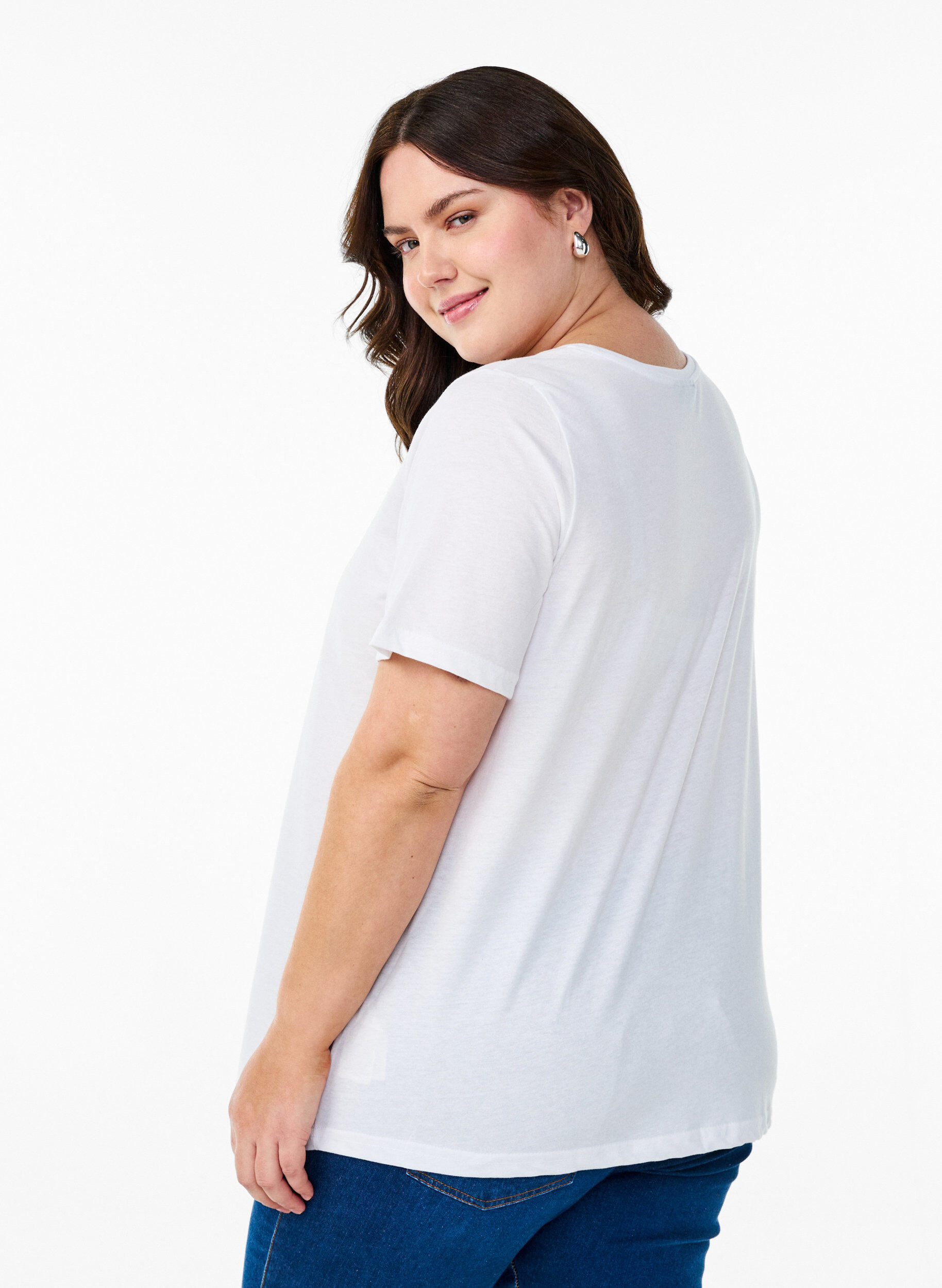 Zizzi FLASH - T-shirt med tryck, Vit, Model image number 2