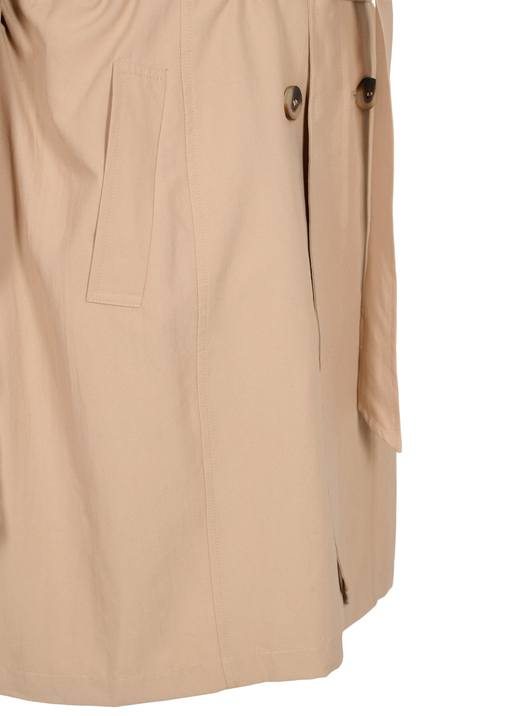 Zizzi Trenchcoat med b&auml;lte och fickor, Nomad, Packshot image number 3