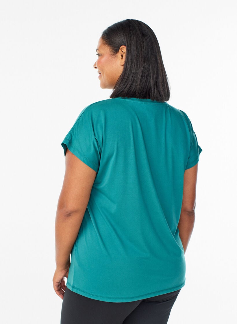 Enfärgad tränings-T-shirt, Blå, Model image number 2