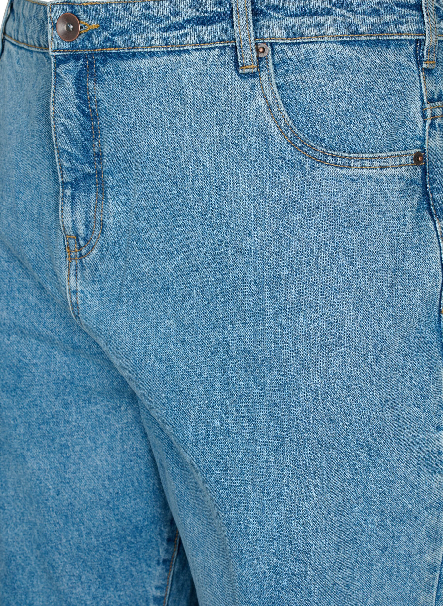 Zizzi Klippta Mille jeans med h&ouml;g midja, Light blue denim, Packshot image number 2
