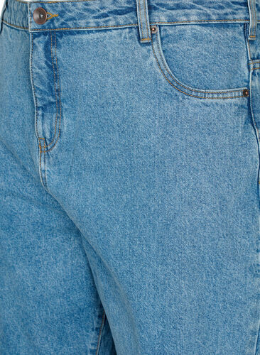Ankellånga Gemma jeans med hög midja, Light blue denim, Packshot image number 2
