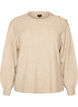 Stickad blus med knappdetalj, Beige, Packshot image number 0