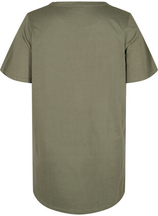 T-shirt i bomull med v-ringad hals och knappar, Thyme, Packshot image number 1