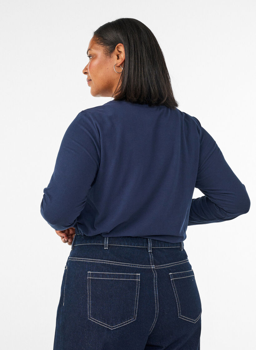 Baslinne i jersey med l&aring;nga &auml;rmar, Bl&aring;, Model image number 2