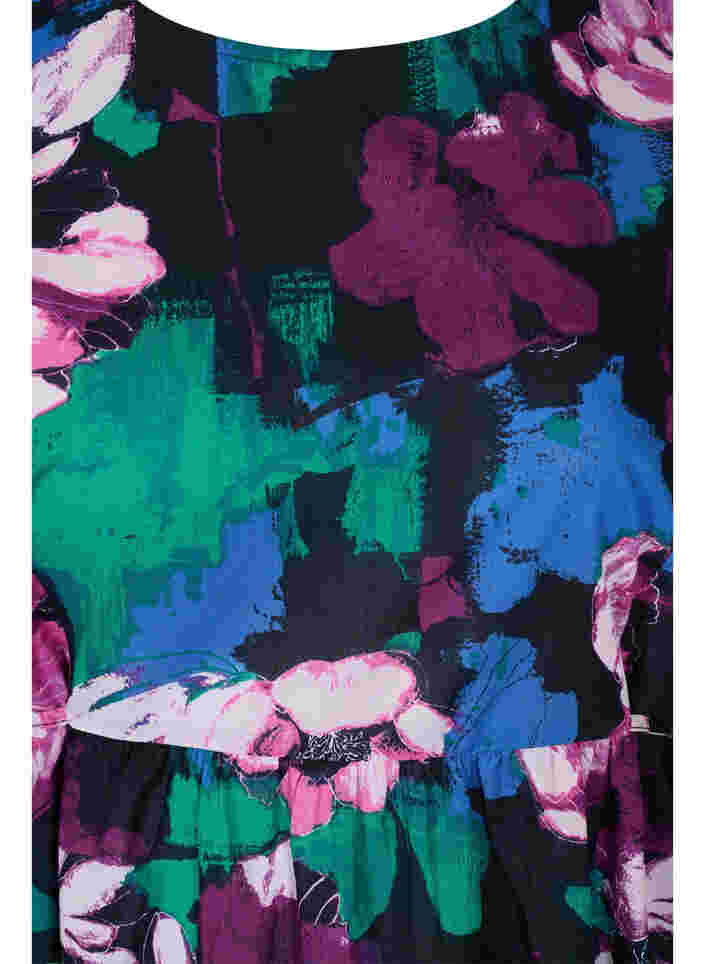 Tunika med blommigt mönster i viskos, Black Flower AOP, Packshot image number 2