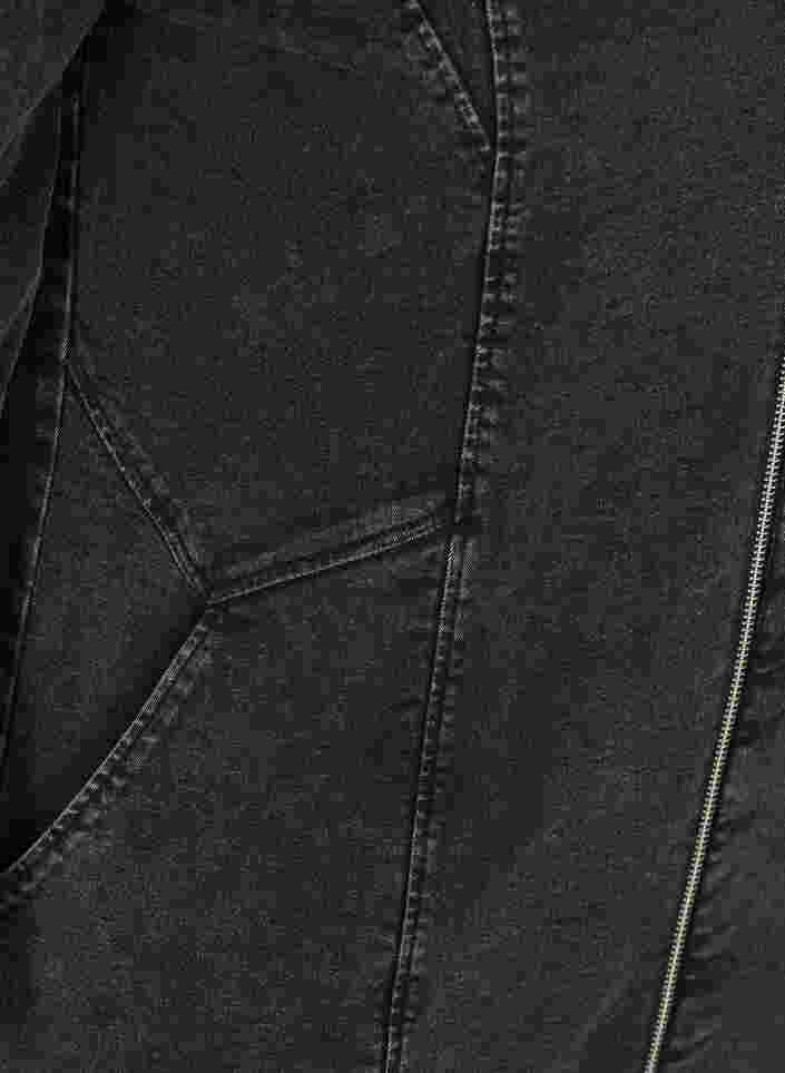 Kortärmad jeansklänning med blixtlås, Grey Denim ASS, Packshot image number 3