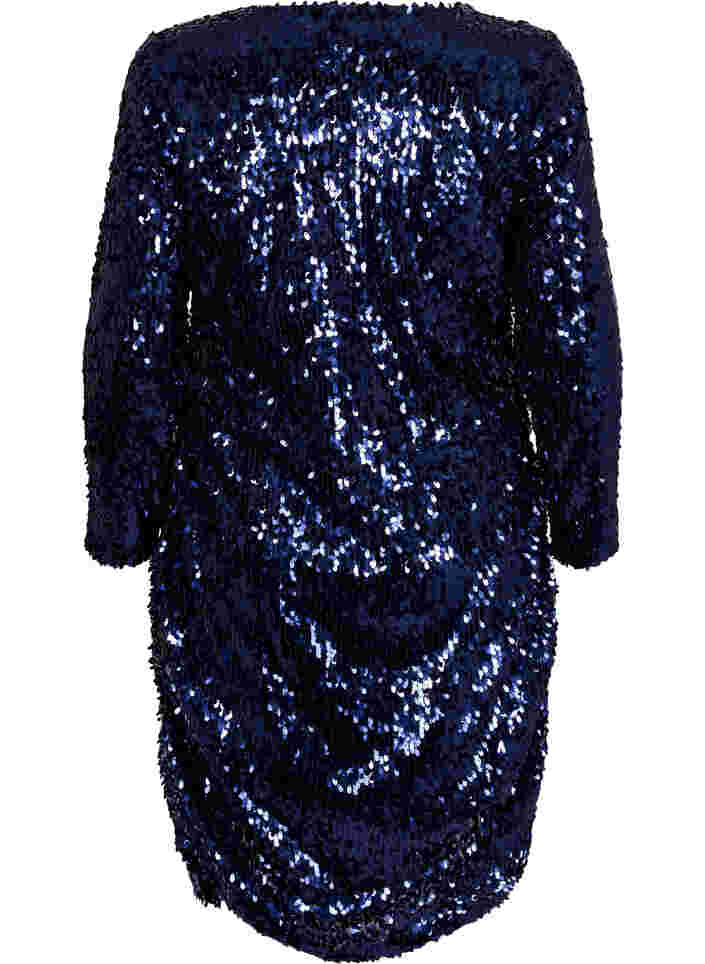 V-ringad pajlettklänning, Evening Blue, Packshot image number 1