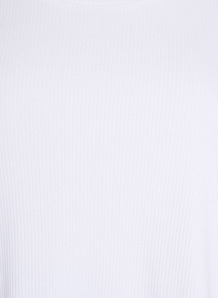Blus i ribbad jersey med korta &auml;rmar, Vit, Packshot image number 2