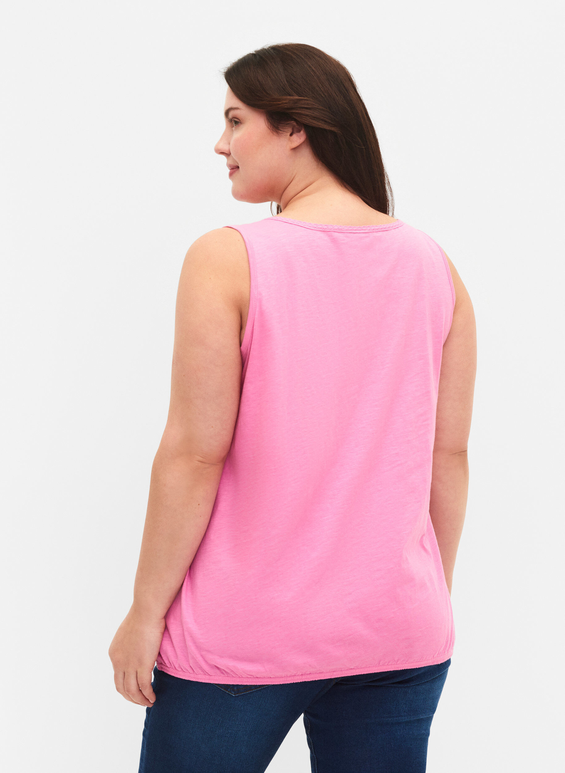 Zizzi 2-pack bomullstopp med spetskant, Rosebloom / Black, Model image number 1