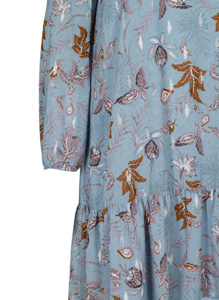 Långärmad klänning med blommönster, Light Blue AOP, Packshot image number 3