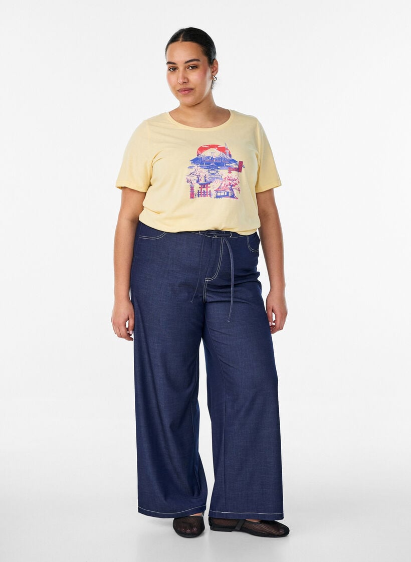 T-shirt med tryck, Gul, Model image number 1
