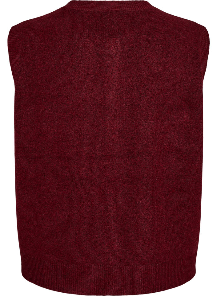 Stickad v&auml;st med dekorativa knappar, M&ouml;rk Bordeaux, Packshot image number 1