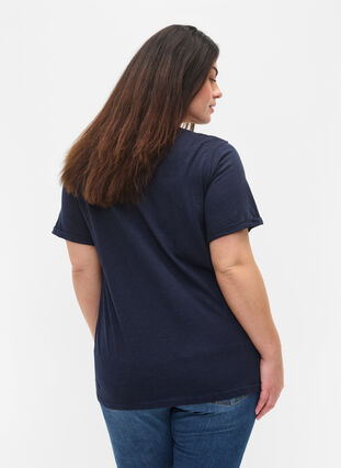 Kortärmad t-shirt i bomull, Navy Blazer, Model image number 1