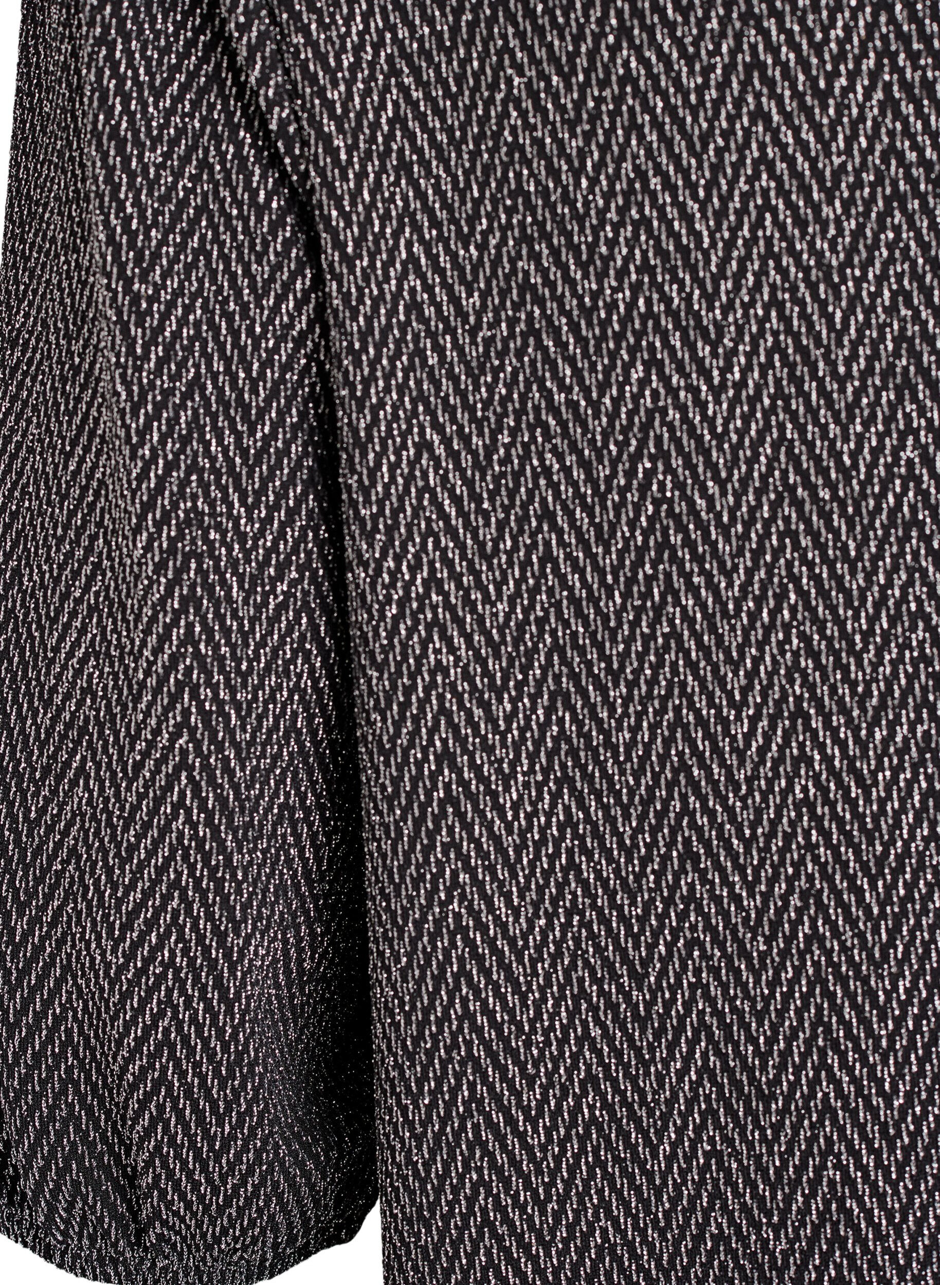 Zizzi Blus med glitterm&ouml;nster och 3/4-&auml;rmar, Svart, Packshot image number 3