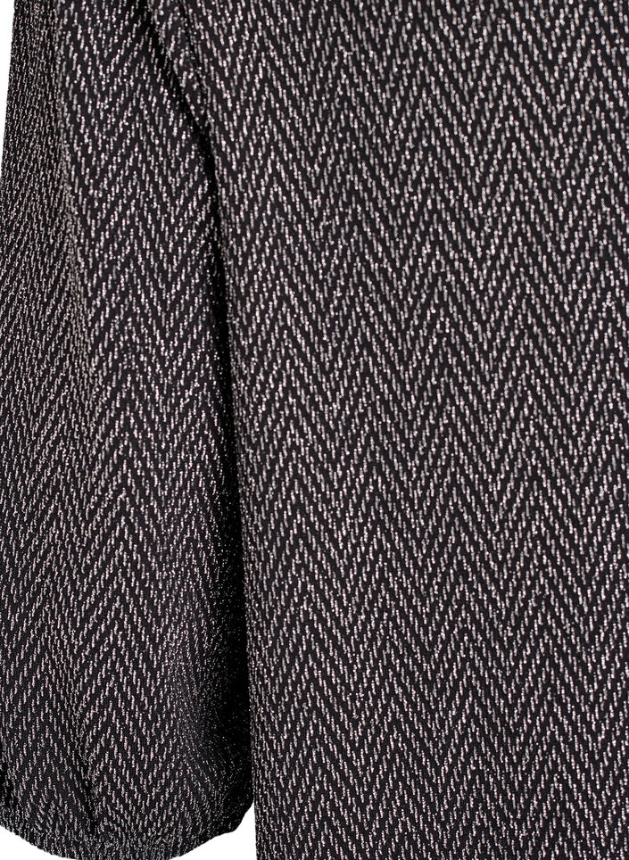 Blus med glittermönster och 3/4-ärmar, Svart, Packshot image number 3
