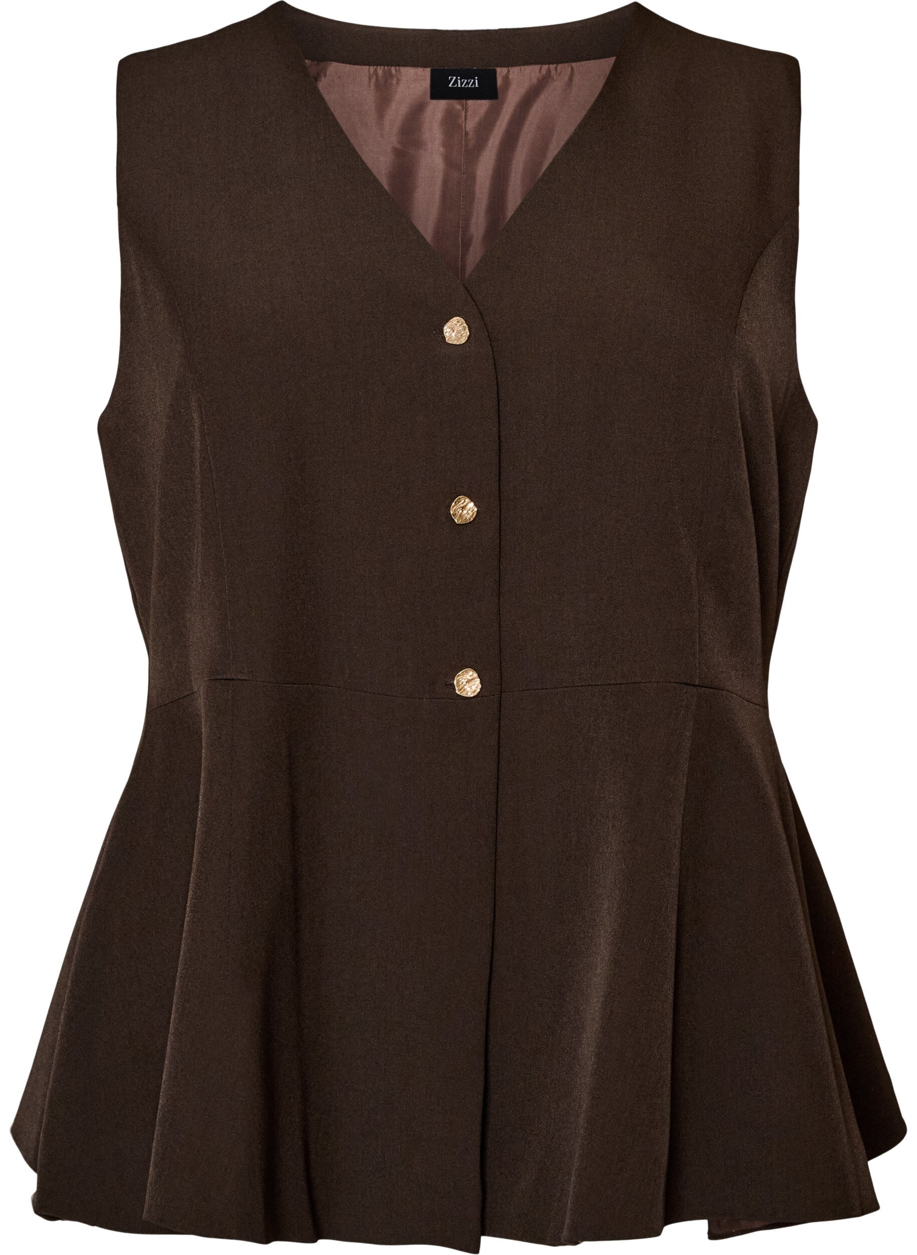 Kritstrecksrandig v&auml;st med peplum