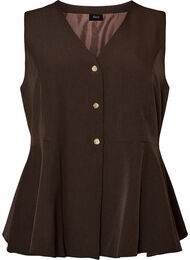 Kritstrecksrandig v&auml;st med peplum, Brun