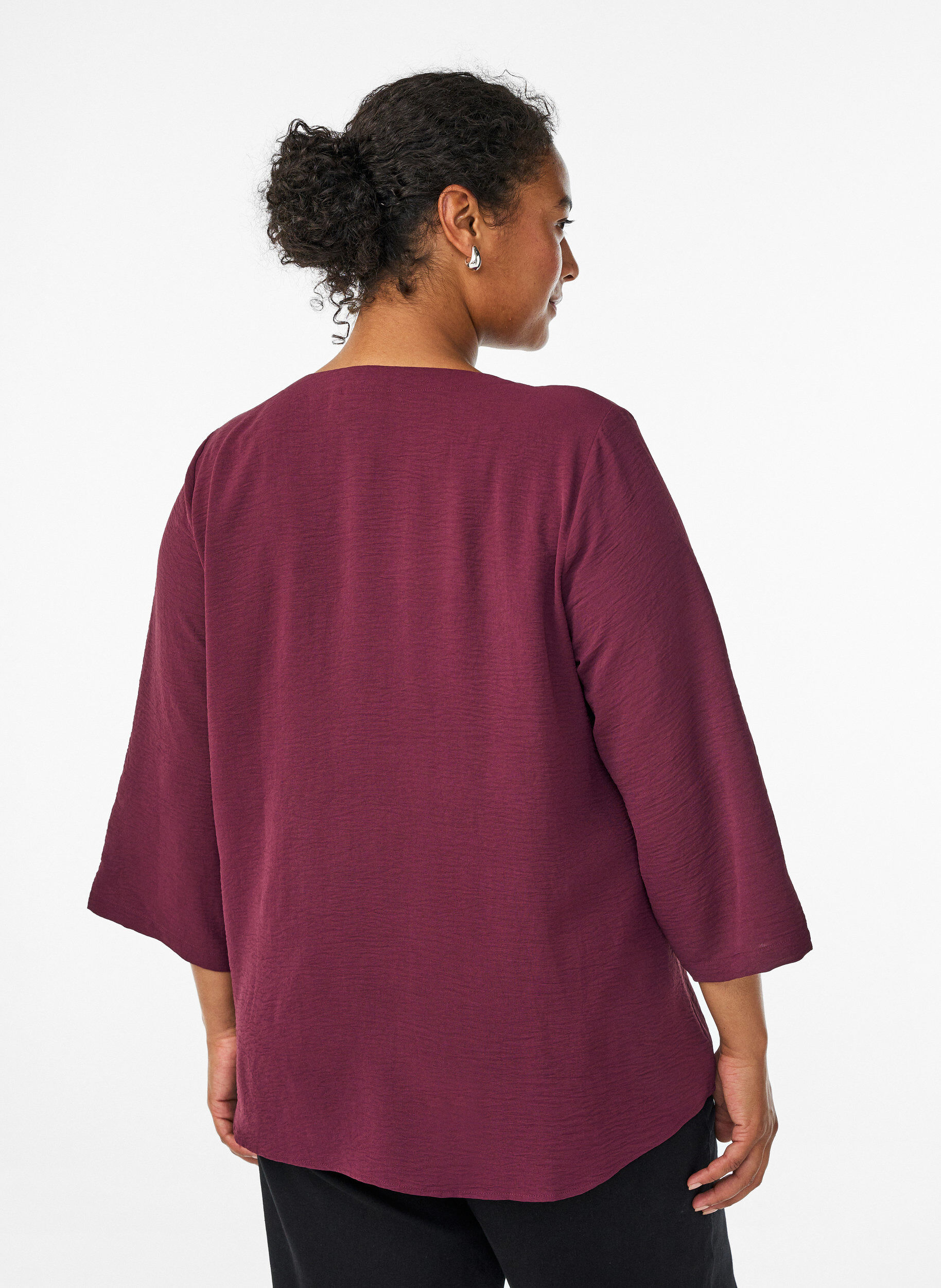 ZizziBlus med 3/4-&auml;rm, M&ouml;rk Bordeaux, Model image number 2