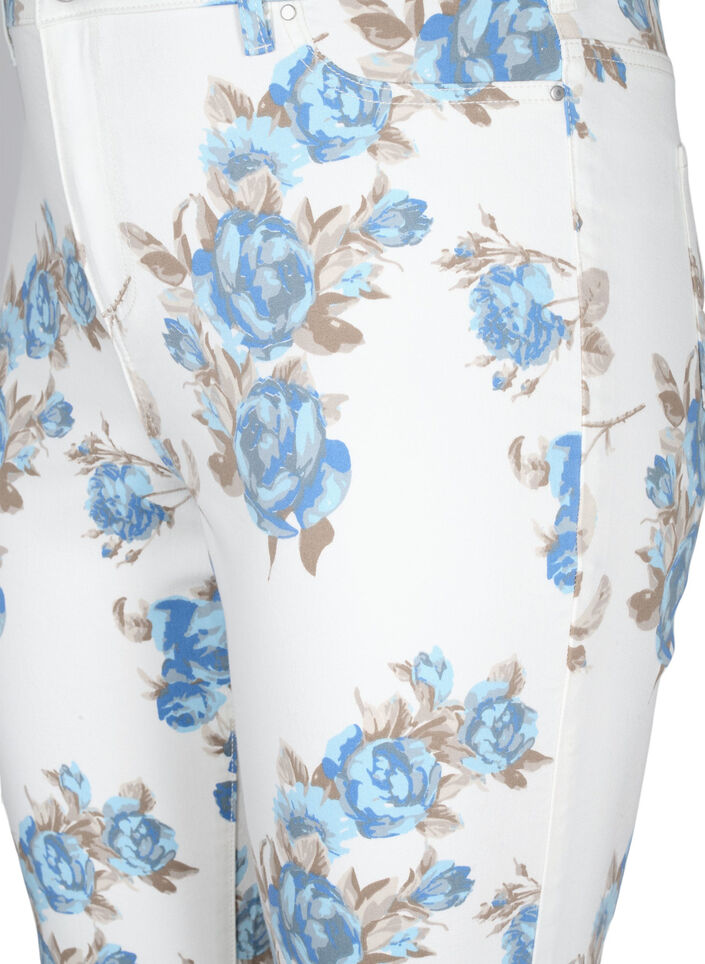 Amy caprijeans med hög midja och blommönster, White B.AOP, Packshot image number 2
