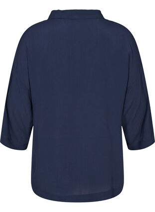 VIskosskjorta med 3/4 ärmar, Navy Blazer, Packshot image number 1